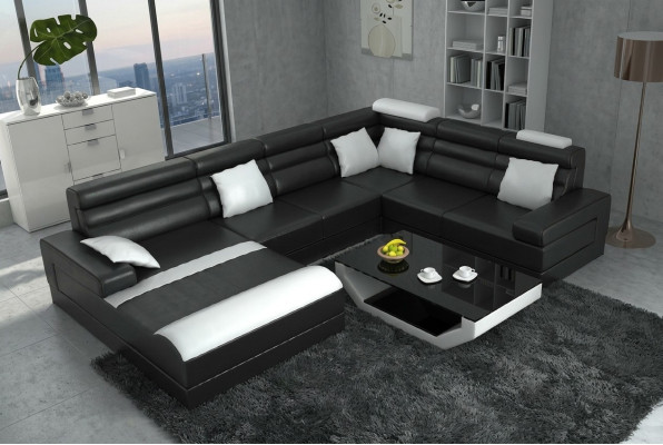 Corner sofa with USB living landscape XXL big couch upholstery set corner couches U-shaped