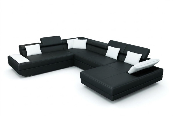 Leather sofa with USB upholstery corner suite living landscape XXL Big corner sofa 2719D