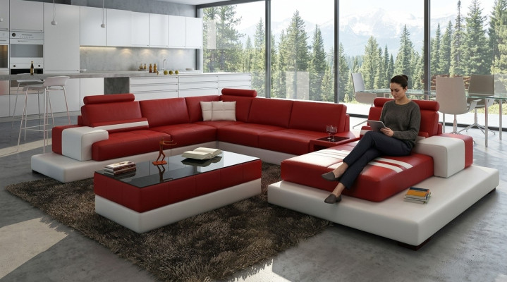Living landscape couch upholstery corner suite leather sofa with USB, new corner sofa 2725A