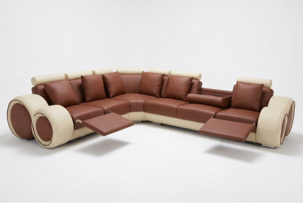 Design leather upholstery XXL seating room sofa with USB design corner suite sofas new