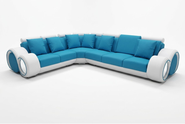 Design leather upholstery XXL seat room corner living sofa + USB designer suite sofas