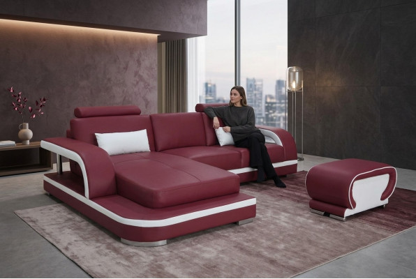 Leather corner sofa with USB luxury suite corner sofas couches upholstered living landscape