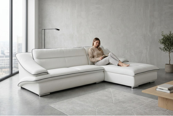 Corner sofa leather with USB, corner suite corner landscape upholstery design living L shape