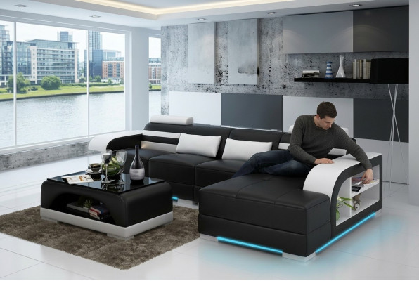 Leather sofa with USB living landscape corner sofa corner suite design modern sofa G8033C