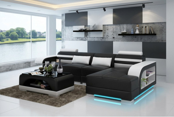 Leather sofa with USB living landscape corner sofa corner suite design modern sofa G8033C