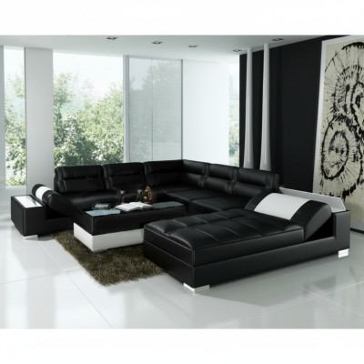 Leather sofa corner sofa + USB set upholstery U-shaped couch sofa design living landscape