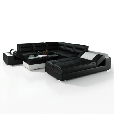Leather sofa corner sofa + USB set upholstery U-shaped couch sofa design living landscape