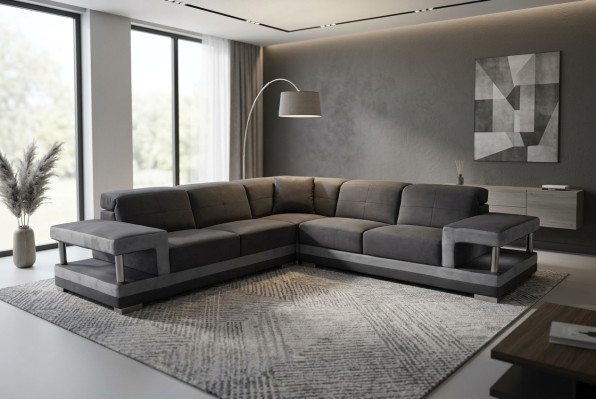 Leather corner sofa with USB upholstery living area luxury suite corner sofas couches
