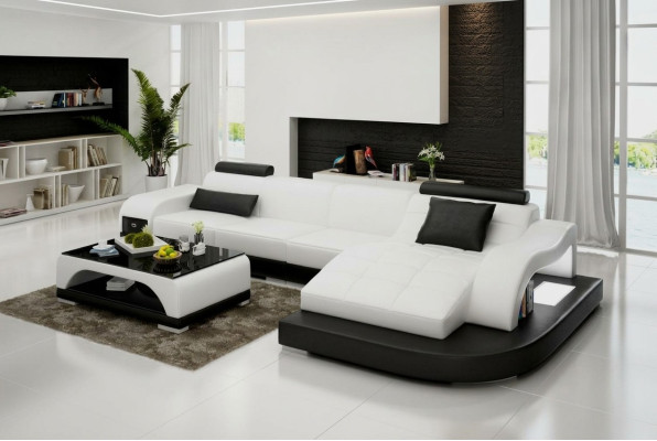 Leather sofa with USB living area corner sofa corner suite design modern sofa G8009D