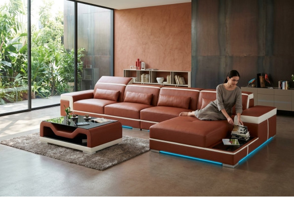 Leather sofa USB living landscape corner sofa angle set design modern sofa couch new