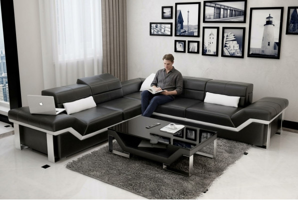 Leather sofa USB living landscape corner sofa corner suite design sofa couch K5007B new
