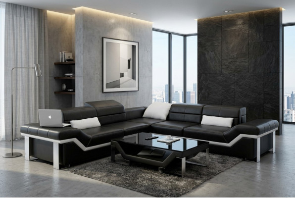 Leather sofa USB living landscape corner sofa corner suite design sofa couch K5007B new
