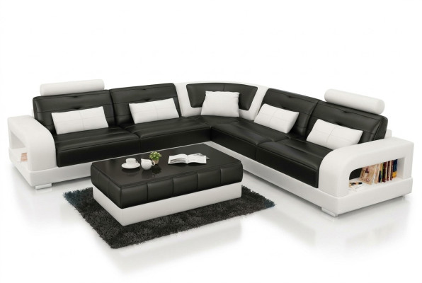 Leather sofa USB living landscape corner sofa suite design sofa couch L6008B new