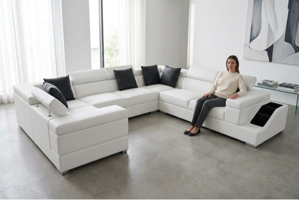 Leather sofa USB living landscape corner sofa corner suite design sofa couch new