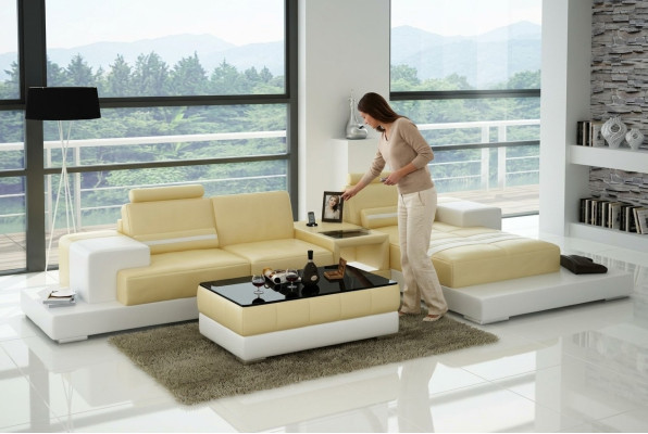 Leather sofa with USB living landscape corner sofa corner set design couch sofa L6004D