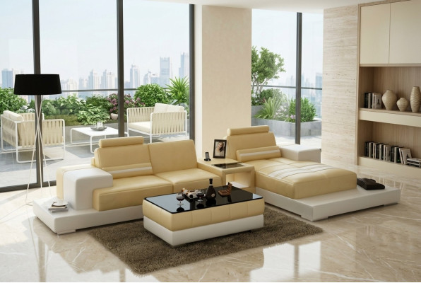 Leather sofa with USB living landscape corner sofa corner set design couch sofa L6004D