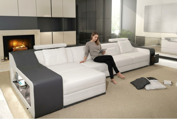 Leather sofa with USB living landscape corner sofa corner suite design modern sofa B2017B