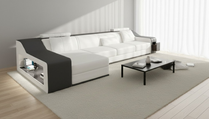 Leather sofa with USB living landscape corner sofa corner suite design modern sofa B2017B