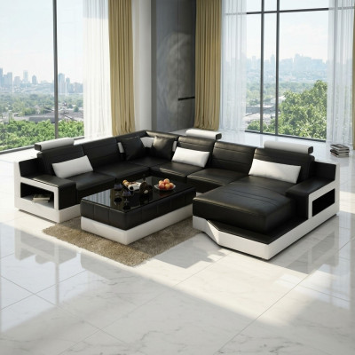 Leather sofa corner sofa + USB suite living landscape upholstery U-shaped couch sofa design