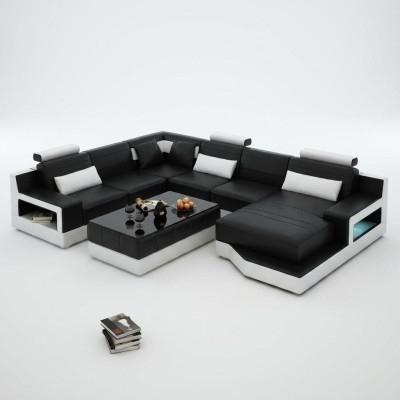 Leather sofa corner sofa + USB suite living landscape upholstery U-shaped couch sofa design