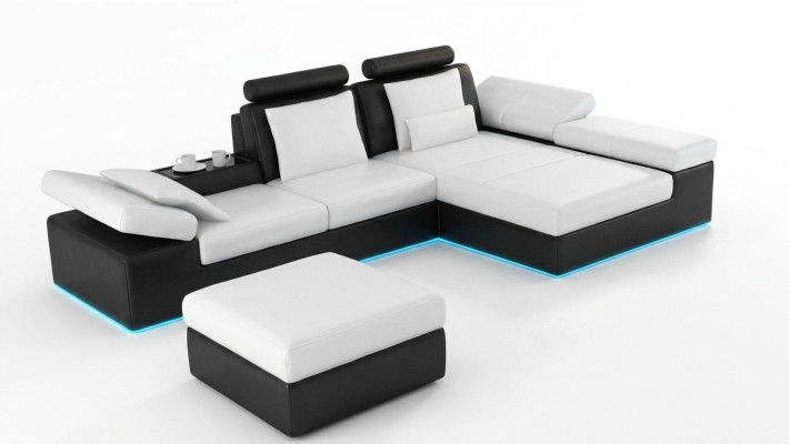 Leather sofa with USB, living landscape corner sofa suite, modern design sofa K5014C