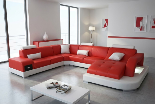 Leather Corner Sofa Corner Living Landscape Set Design Modern Couch New Sofas USB New