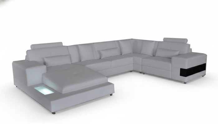 Leather sofa couch living landscape corner set design modern sofa U-shape with USB