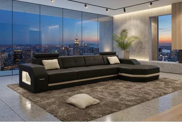 Leather sofa with USB living landscape corner sofa corner suite design modern sofa C4011C