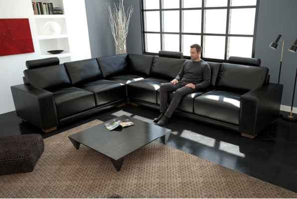 Leather sofa with USB living landscape corner sofa corner suite design modern sofa A1121B