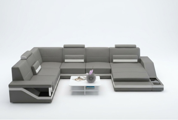 Leather sofa + USB living landscape corner sofa sectional design couch sofa Hamburg