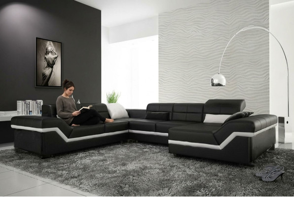 Leather sofa couch living landscape corner sofa corner suite design modern sofa with USB