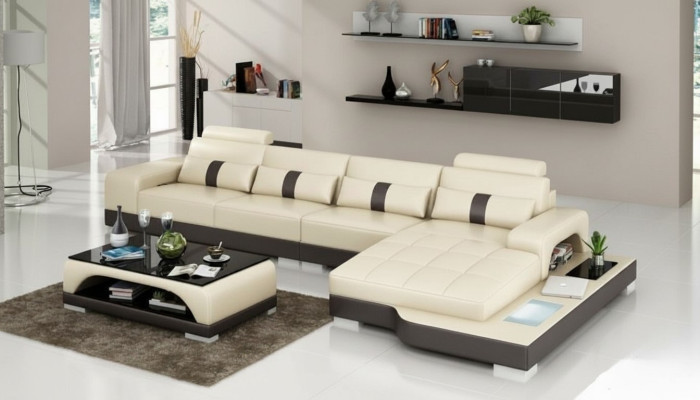 Leather sofa couch living area corner sofa corner set design modern sofa with USB new EU