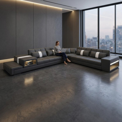 Fabric couch textile sofa corner sofa USB, couch living landscape XXL textile sofa couches