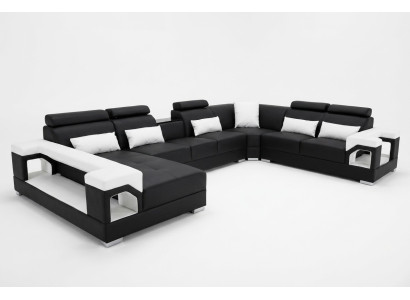 Complete set cushion leather sofa living landscape corner sofa suite modern sofa USB