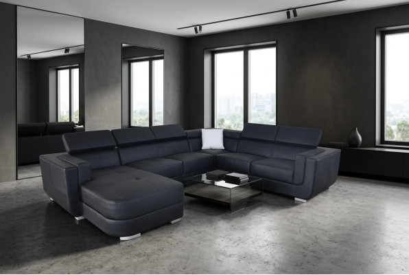 Designer living area corner couch +USB sofa cushion leather sofa sofas new black