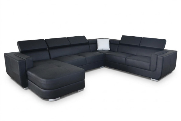 Designer living area corner couch +USB sofa cushion leather sofa sofas new black