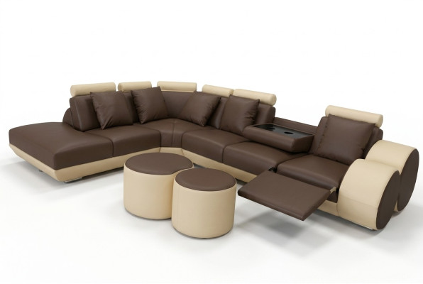 Big Eck Sofa with USB Leather Set Corner Landscape Upholstery Living L Shape Stool