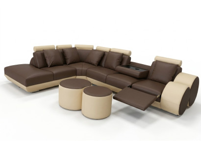 Big Eck Sofa with USB Leather Set Corner Landscape Upholstery Living L Shape Stool