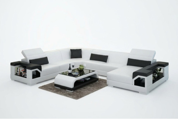 Living landscape upholstered corner sectional sofa with USB furnishing landscape leather