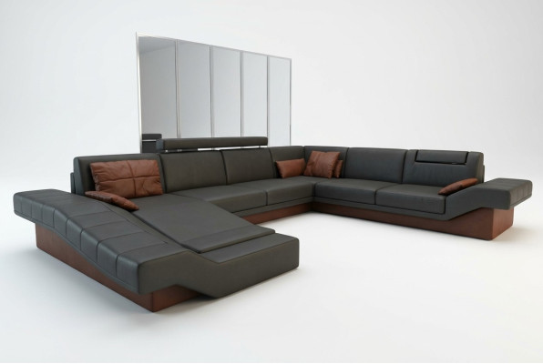 XXL Living Landscape Design Upholstered Suite Corner Sofa with USB Big Sofa New Couch
