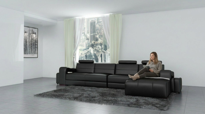 Leather sofa corner sofa + USB couch design living landscape upholstery suite L-shaped sofa