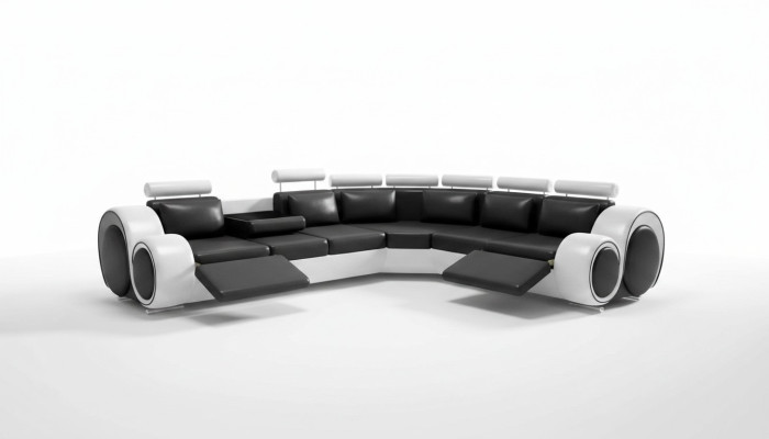 Leather corner sofa leather sofa USB living landscape upholstery set black white new