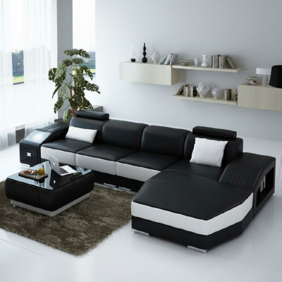 Living landscape upholstery corner corner sofa with USB set landscape leather new 2724B