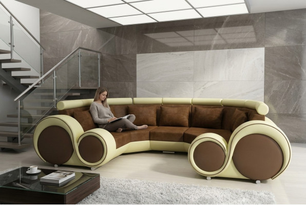 Corner sofa + USB living area U-shape textile big XXL corner sofa fabric textile sofa new
