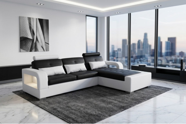 Leather sofa with USB living landscape corner set design modern sofa L-shape L6008