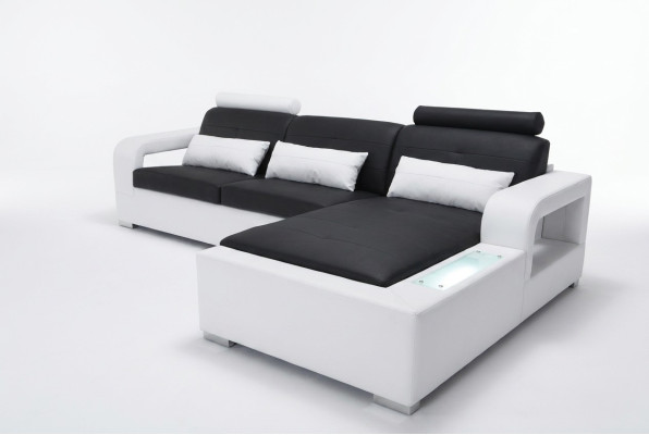 Leather sofa with USB living landscape corner set design modern sofa L-shape L6008