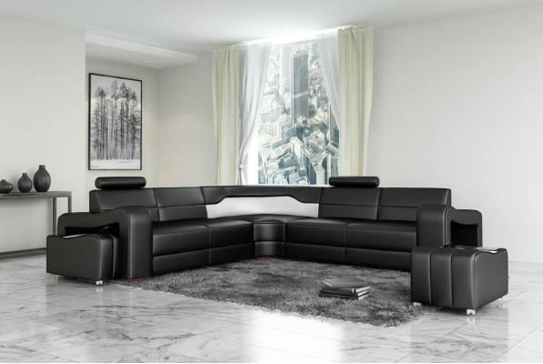 Leather sofa with USB corner sofa corner couch designer living landscape L shape sofa PISA