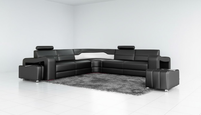 Leather sofa with USB corner sofa corner couch designer living landscape L shape sofa PISA
