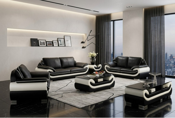 Upholstered Sofa Set + USB Set 3+2+1 Leather Couches Sofas Suite Seat T777