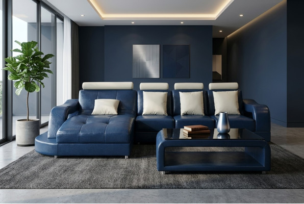 Leather sofa with USB living landscape corner set design modern sofa L-shape L6015